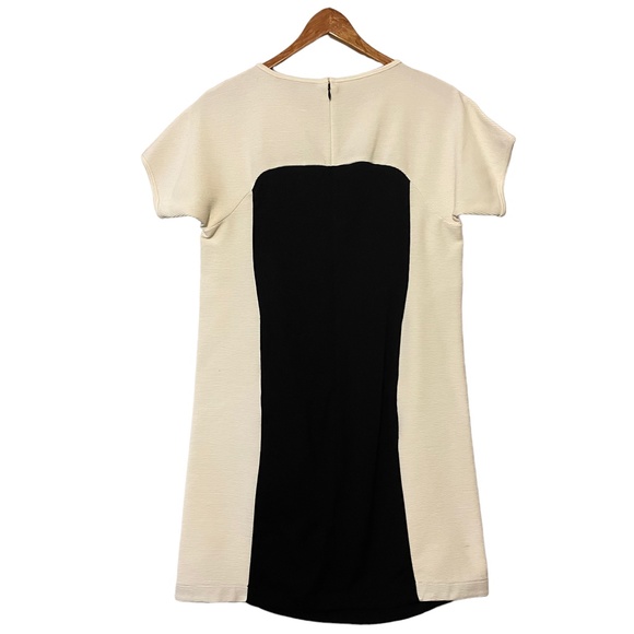 Tibi Short Sleeve Midi Black & White Color Block Stripe Shift Dress Size S - Picture 2 of 6